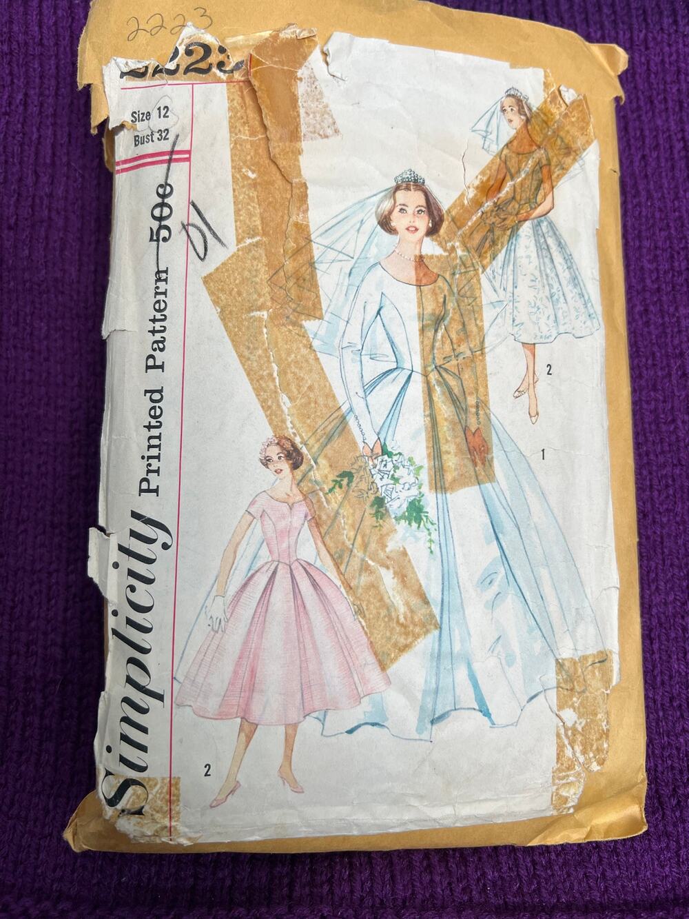 Simplicity pattern 2223 formal wedding dress circle skirt long short sleeve